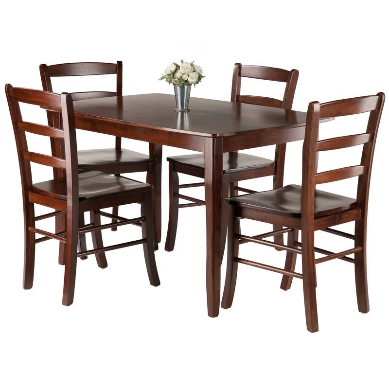 5-Pc Dining Table with Ladder-back Chairs, Natural