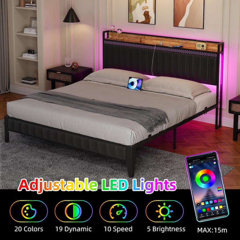 Bed Frame with Charging Station