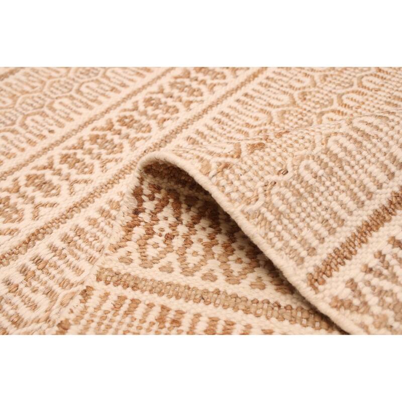 ECARPETGALLERY Flat-Weave Nevada Cream Kilim - 5'3 x 7'4