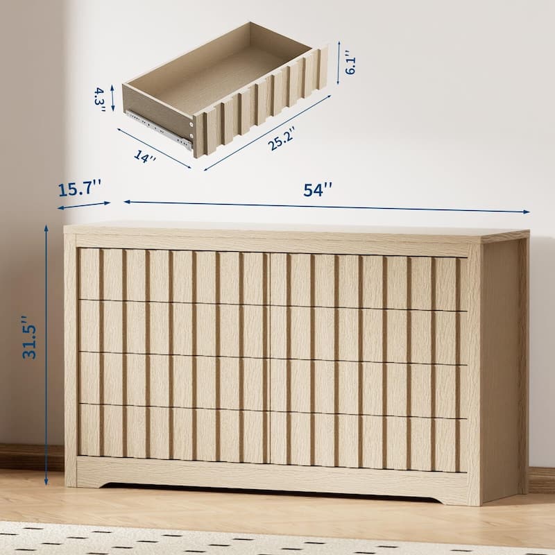 8 Drawers Fluted Dresser, with Handleless
