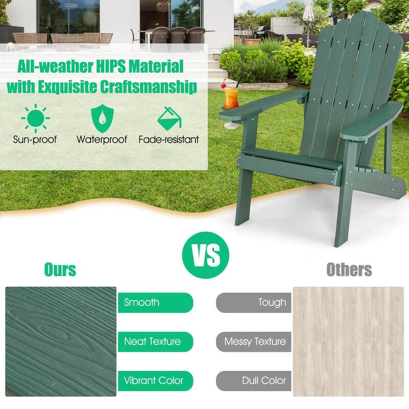 Costway Adirondack Chair HIPS Adirondack Chair with Cup Holder & - See Details