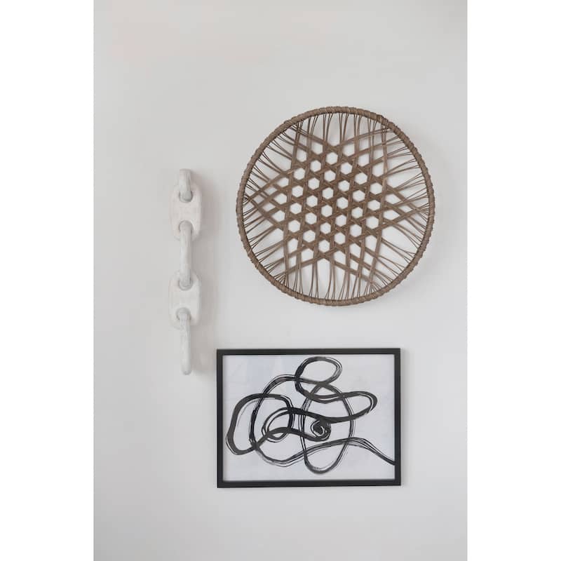 Wood Framed Glass Wall Décor with Abstract Print