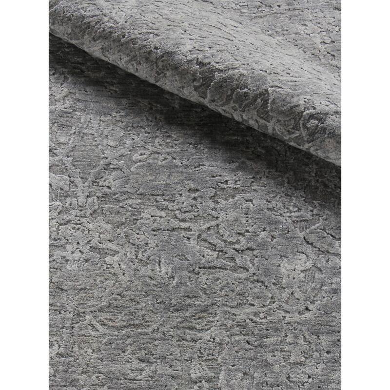 EXQUISITE RUGS Meena Hand-knotted Wool/Silk Silver/Grey Area Rug.