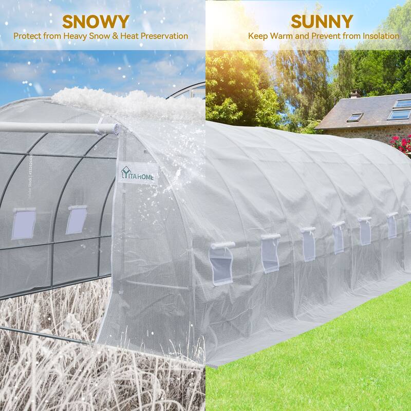 Heavy-duty 26'x10'x7' Greenhouses Large Walk-in Green House Tunnel - 10 X 26