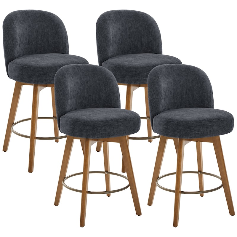 Fabric Upholstered Counter Height Swivel Bar Stools - 37.8"H x 19.7"W x 23.2"D