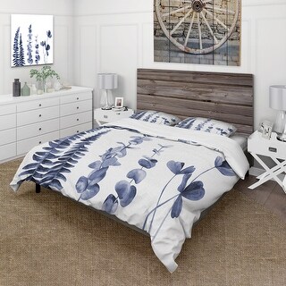 Designart 'navy Blue Eucalyptus I' Traditional Duvet Cover Comforter 