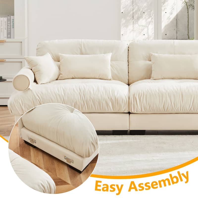 Comfort Convertible Modular Velvet Sectional Sofa Cloud Couch for Living Room