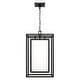 preview thumbnail 4 of 2, 12.50"W x 22"H 1-Light Outdoor Modern Square Rectangle Hanging Lantern in Black with Soft White Glass - 12.5"W x 22"H