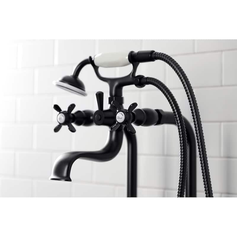 Essex Freestanding Clawfoot Tub Faucet Package with Supply Line in Matte Black