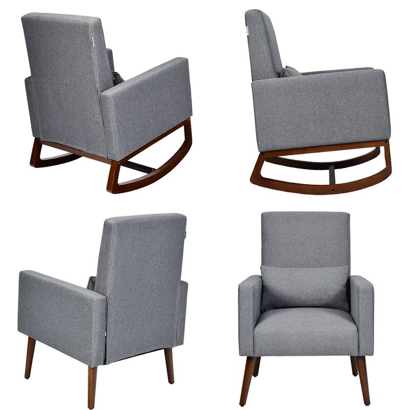 Costway Set of 2 Dual-use Upholstered Rocking Chair w/Pillow Light