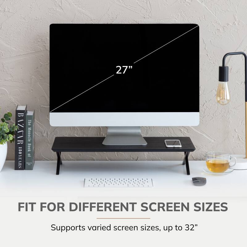 Jani Wood Monitor Stand Riser Desk - Ergonomic Design Stand, Desktop Organizer Table for Home, Office Workspace, Gaming Desk