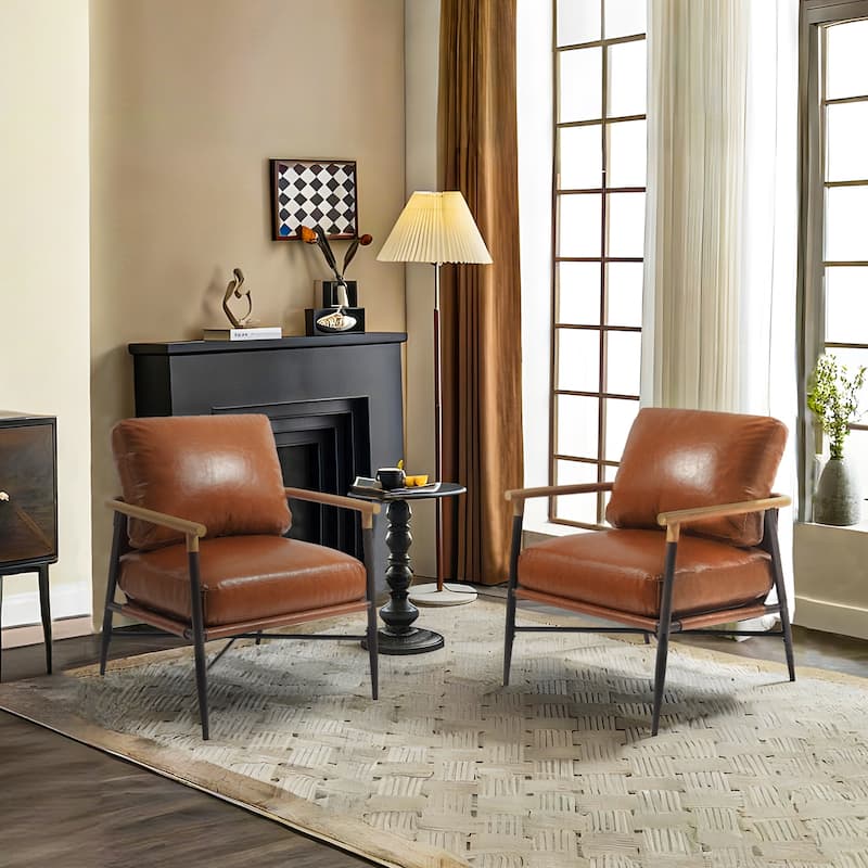 Industrial Upholstered Accent Chair Club Chair with Metal Frame