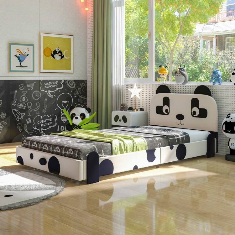 Twin Size Kids Bed with Cute Panda Headboard