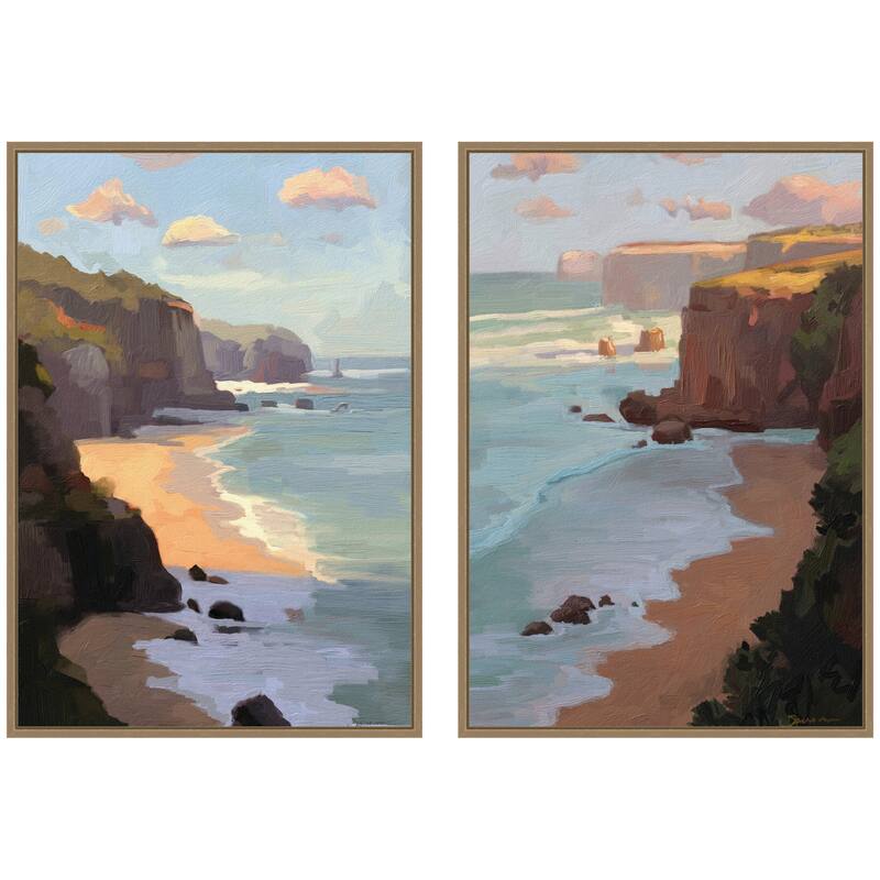 Kate and Laurel Partly Cloudy with Sunshine & Afternoon Shadow 2 Piece Framed Canvas Wall Art Set by Mary Sparrow - 2 Piece Set 23x33