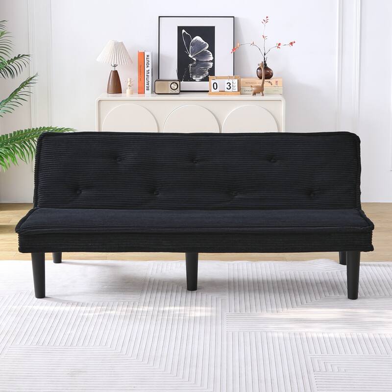This 66-inch corduroy sofa bed can switch between the two comfortable forms