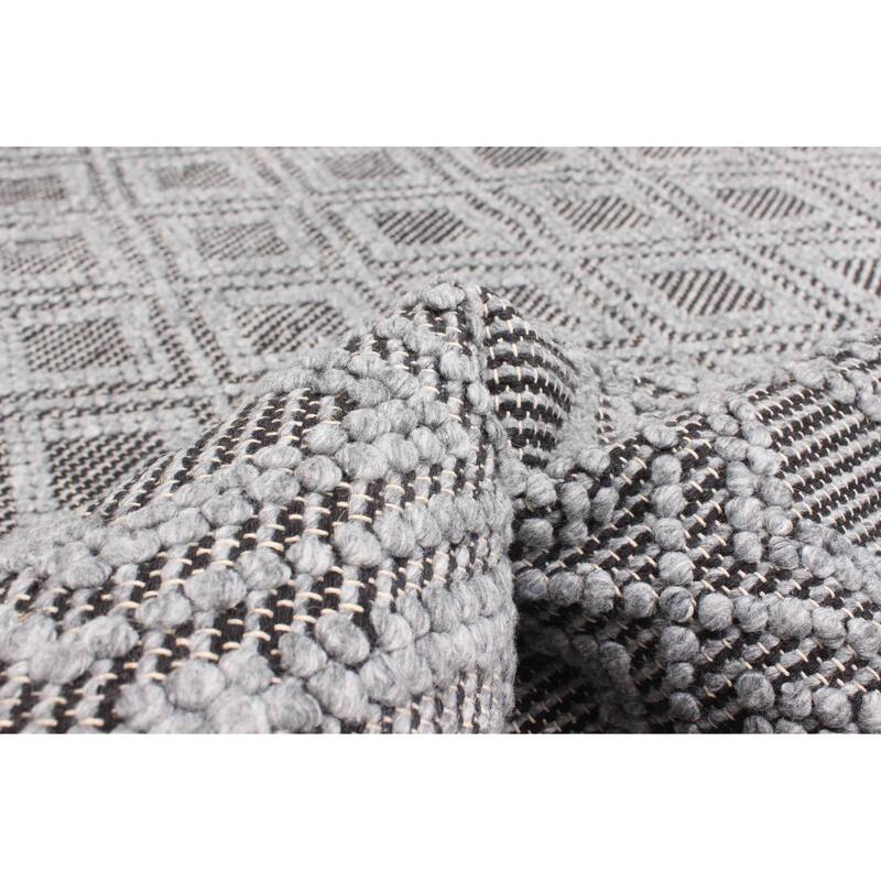 ECARPETGALLERY Braid weave Sienna Grey Wool Rug - 5'0 x 7'7