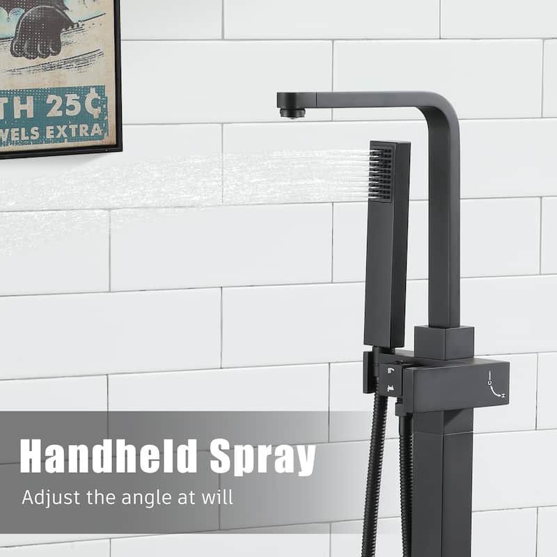 Freestanding Bathtub Faucet, Floor Mount Bathtub Filler with Handheld Shower
