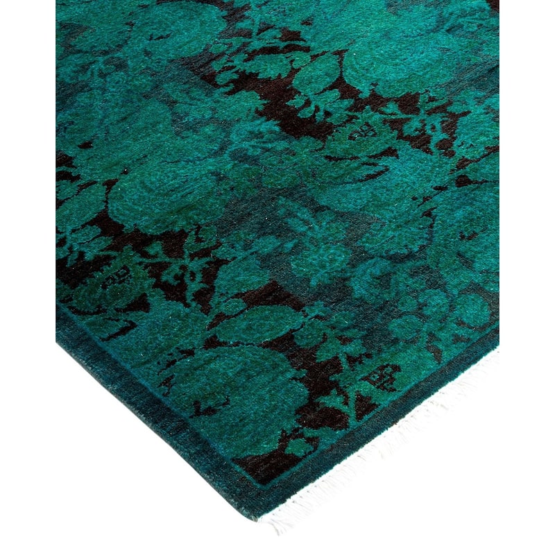 Overton Hand Knotted Wool Vintage Inspired Modern Contemporary Overdyed Blue Area Rug - 2' 8" x 5' 9"