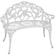 preview thumbnail 1 of 5, 2-Person Classic Rose Cast Aluminum White Outdoor Patio Garden Bench