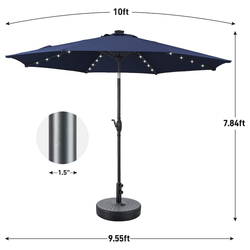 Ainfox 10ft Patio Umbrella with Lights Outdoor Solar Umbrella
