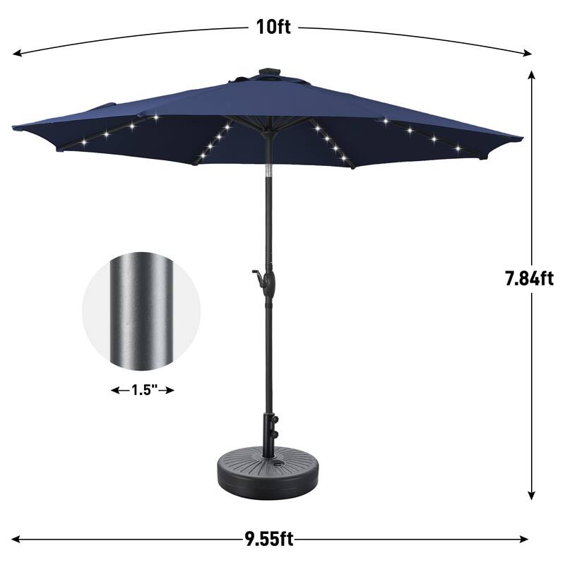 Autlaycil 10ft Solar LED lights Outdoor Patio Umbrella With Base