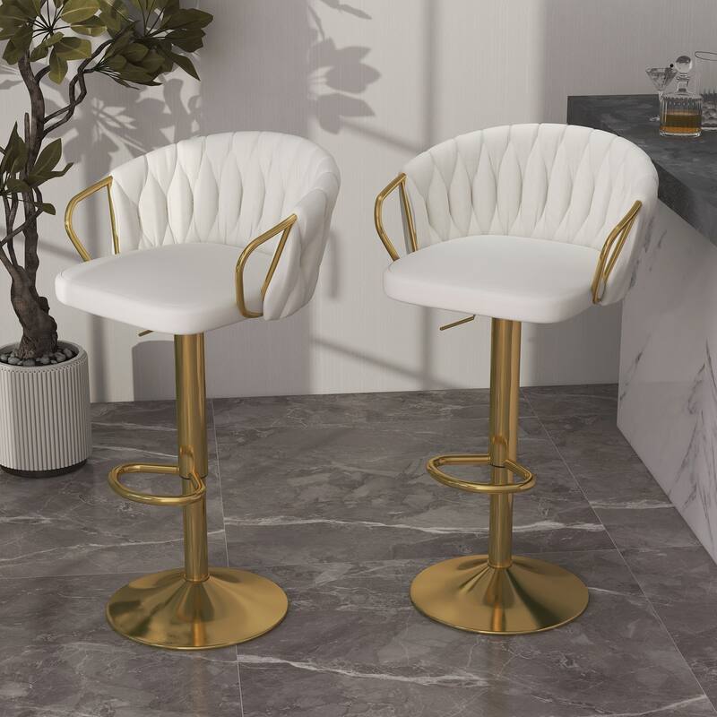 2 Set Counter Height Adjustable Velvet Bar Stools