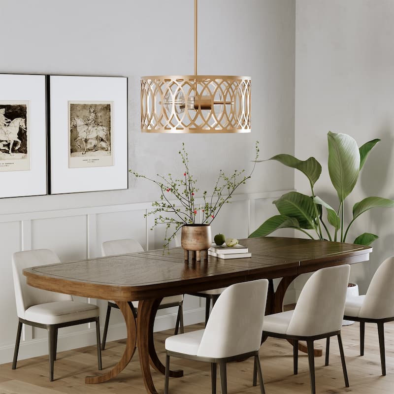 13" 2-Light Dimmable Modern Drum Chandelier with Adjustable Height