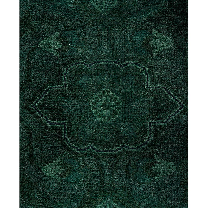 Overdyed One-of-a-Kind Hand-Knotted Area Rug - Green - 9' 1" x 12' 1"