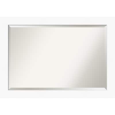 Cabinet White Frame Transitional Beveled Bathroom Wall Mirror