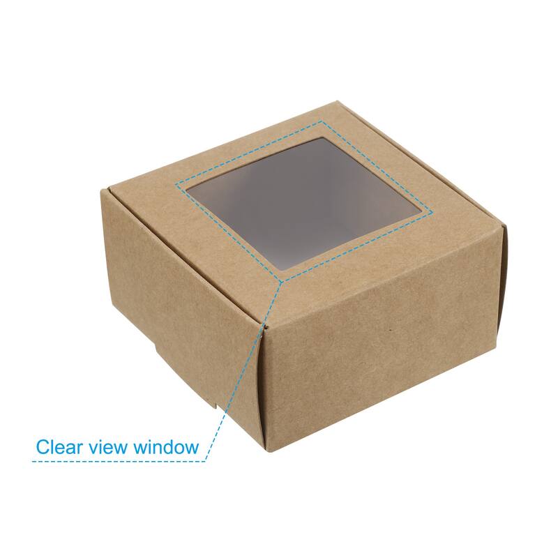 3"x3"x1.5" Paper Soap Box with Window, 30 Pack Soap Boxes Square, Brown