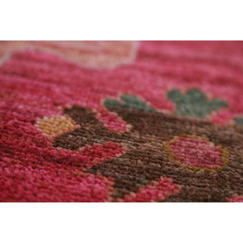 Hand Knotted Oriental 100% Wool Carpet Transitional All-Over Pink Oushak Area Rug - 9' 8'' X 8' 0''