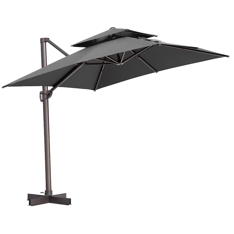 Outdoor Double Top Square 10 FT Offset Cantilever Hanging Patio Umbrella