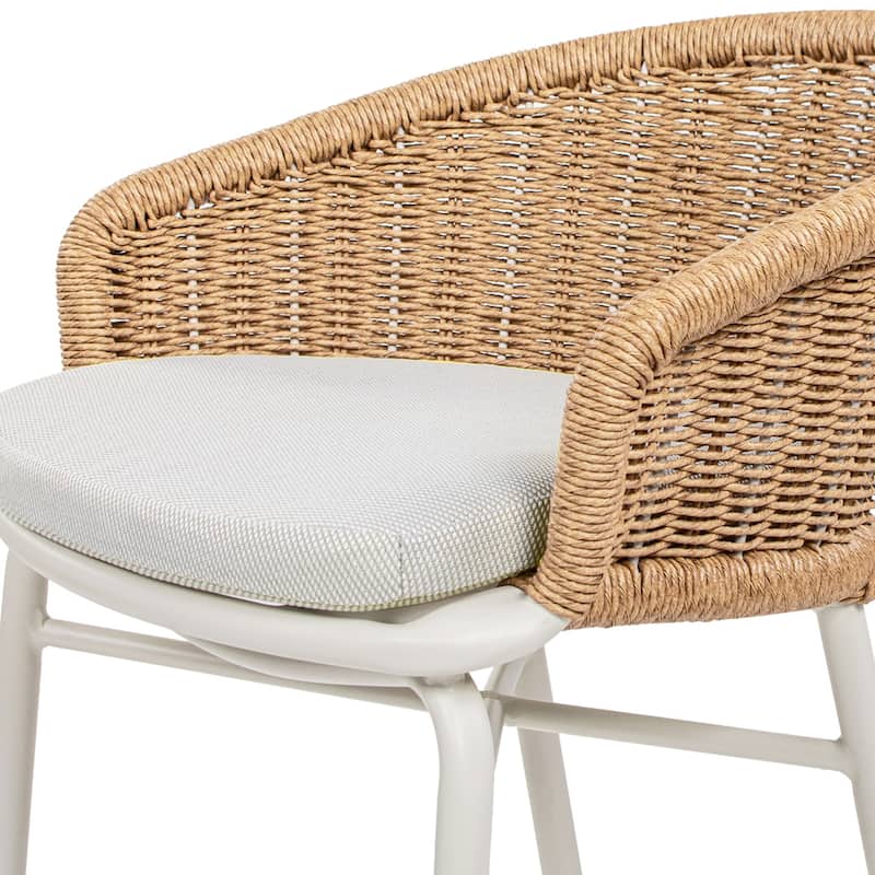 Santorini 28" Wicker Back Outdoor Bar Stool, Set of 2, Wheat Beige Axroma Olefin