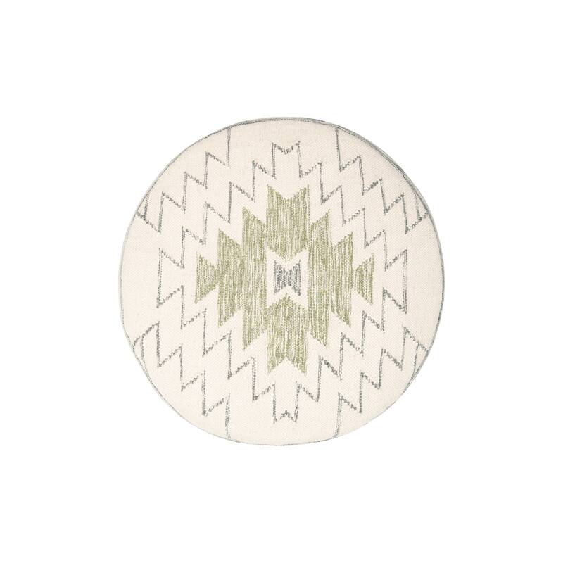 Round Wool Blend Kilim Pouf