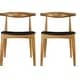 preview thumbnail 35 of 58, Set of 2 Kennedy Elbow Chairs Farmhouse Wooden Dining Chairs With PU Leather Or Fabric Cushion Seat, Modern Accent Side Chairs Walnut Wood + Black PU Leather Seat