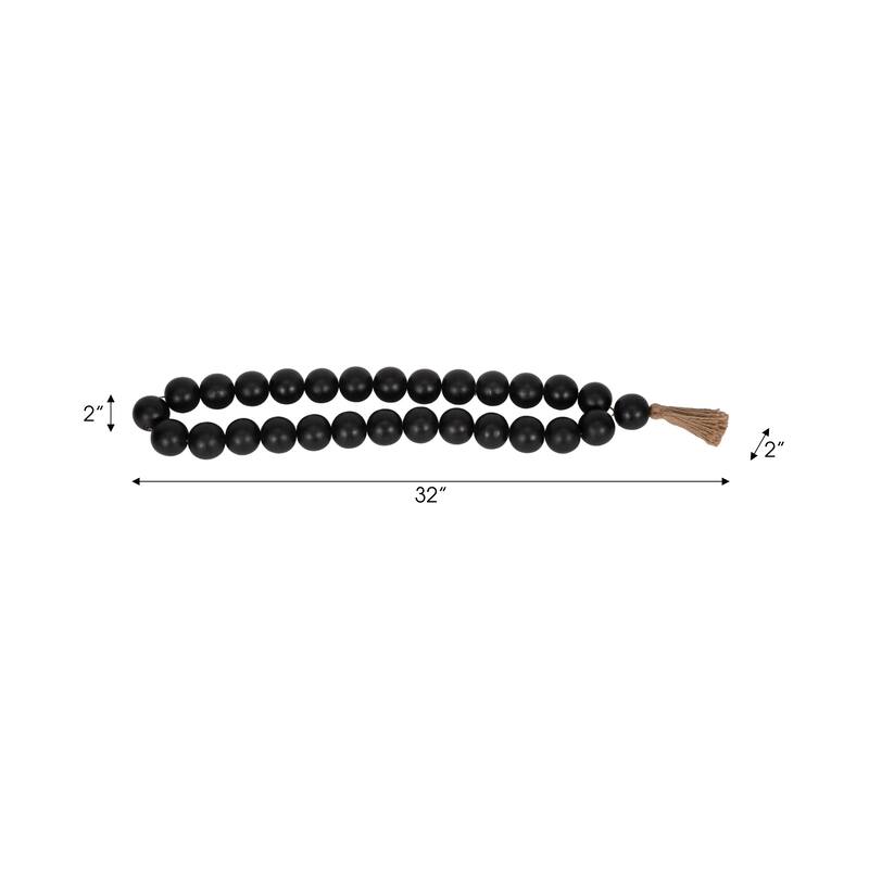 Sagebrook Home 32" Wooden Large Bead Garland with Tassels - Contemporary Mango Wood