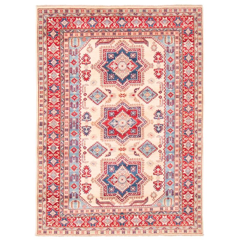 ECARPETGALLERY Hand-knotted Finest Ghazni Ivory Wool Rug - 6'7 x 9'2