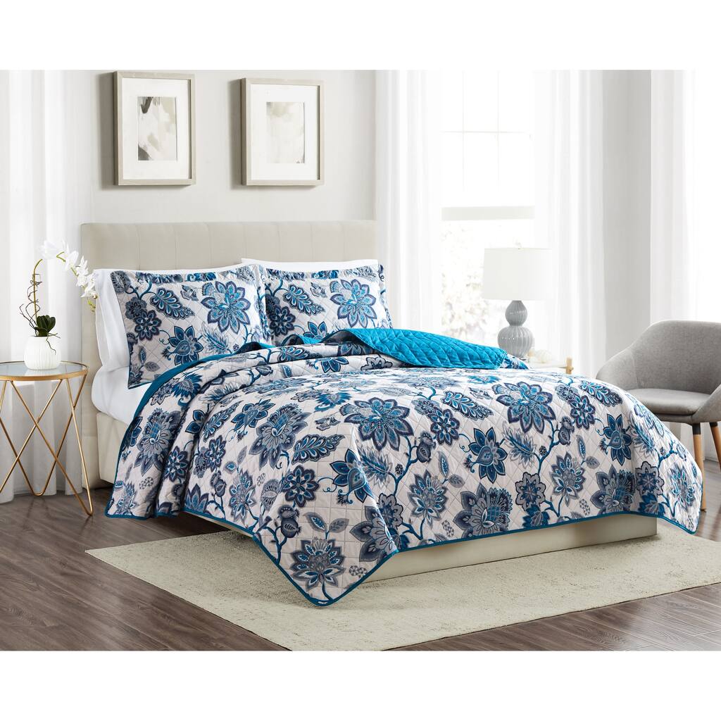 Bandana Floral 3-Piece Reversible Quilt Set
