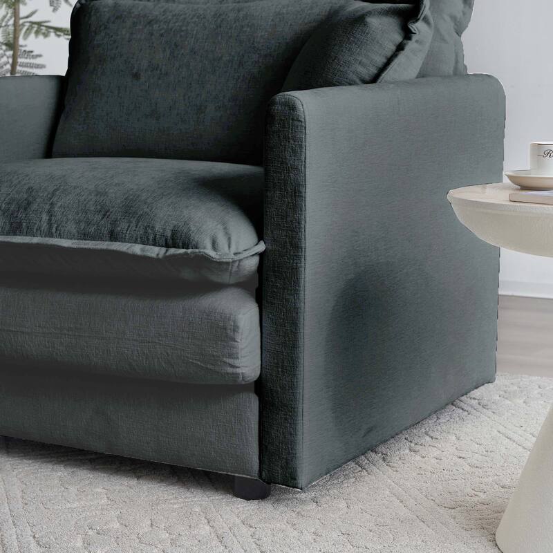 High-end Chenille Upholstered Armchairs with Toss Pillow 2PCS