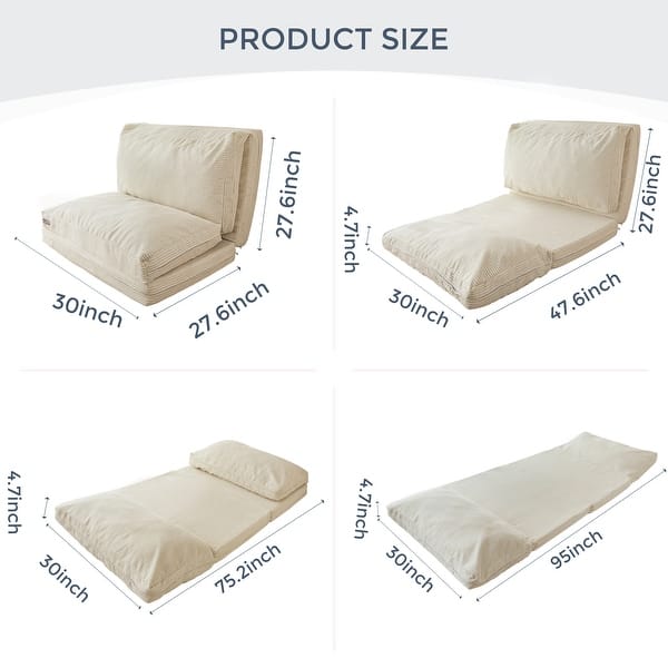dimension image slide 20 of 31, Corduroy Bean Bag Folding Sofa Bed