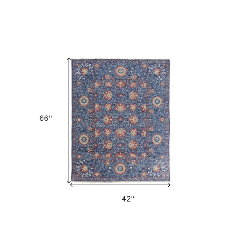 Yuzi Floral Traditional Stain Resistant Soft Area Rug By HomeRoots - 4' x 6'