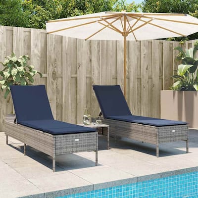 vidaXL Sun Loungers with Cushions Outdoor Chaise Lounge 2 Pcs Poly Rattan