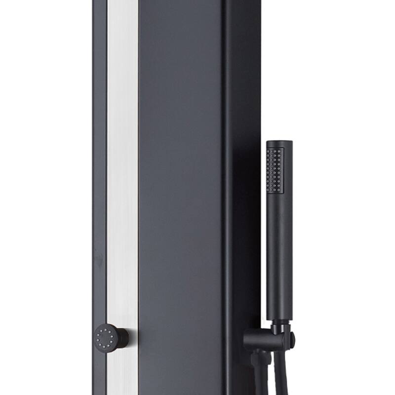 Eclipse 8-in Rain Showerhead ShowerSpa with 4-Body Jets and Handshower Matte Black and Brushed Stainless Steel 1.8 GPM