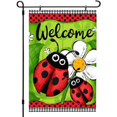 Made in USA Reversible Printed Garden Flag Outdoor Yard Décor Ladybug Welcome by CounterArt® 12 x 18.25 inches
