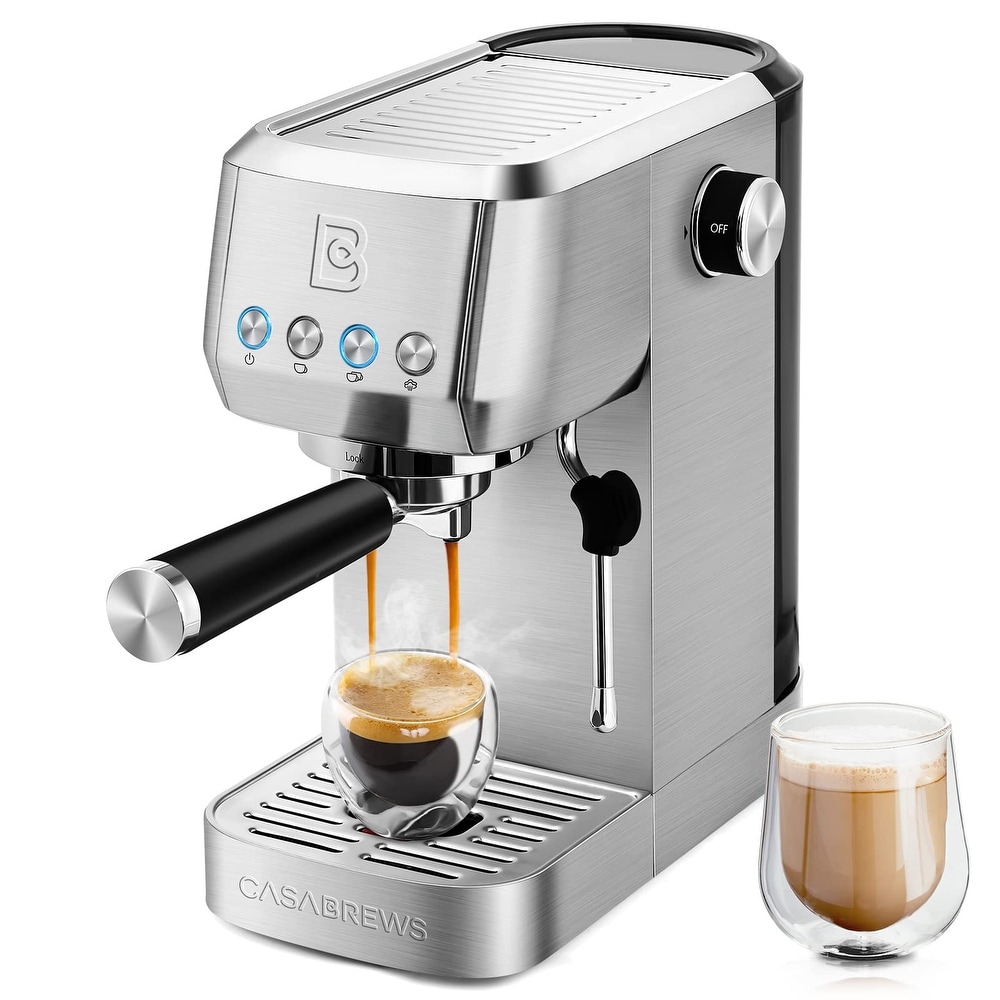 COOKCOK Espresso Machine, 20 Bar Coffee Machine, Fast Heating Automatic,  Latte & Cappuccino Maker with Milk Frother Steam Wand, 1.8L Water Tank,  Temperature Display, Stainless Steel 