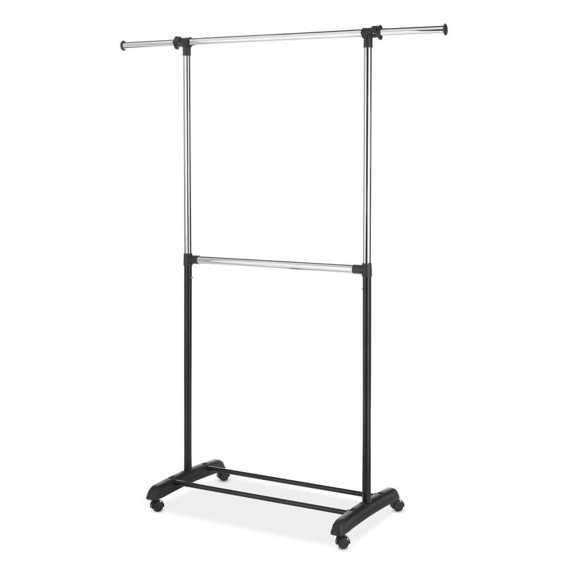Whitmor Adjustable 2-Rod Garment Rack - Rolling Clothes Organizer