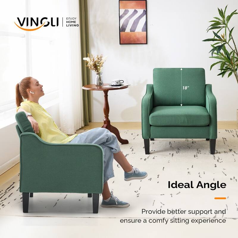 VINGLI Mid Century Modern Fabric Accent Chair