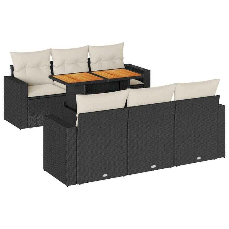 vidaXL Garden Sofa Set Black, Cream White - 21.7 x 39.4 x 28.7