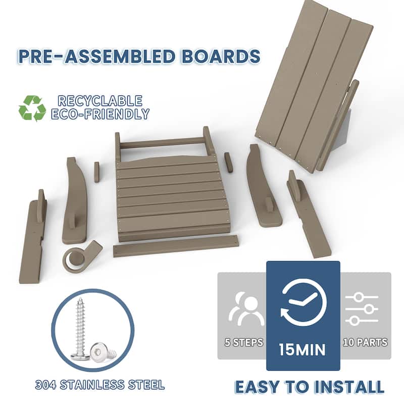 Polydun All Weather Poly Outdoor Adirondack Chair - Foldable