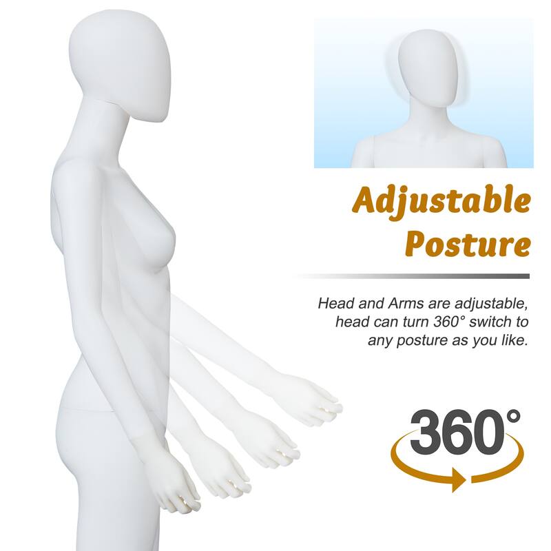 Full Body Mannequin Famale Male Dress Form Display, Manikin Torso Stand Realistic Mannequin for Retail Clothing Shops, White